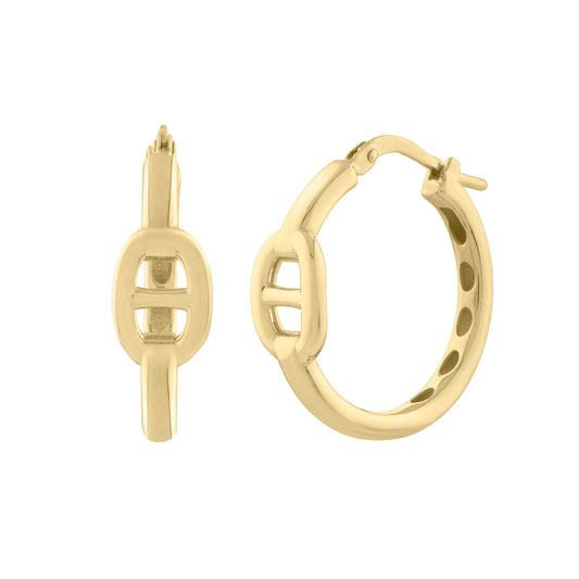 Royal Chain 14K Puff Mariner Hoops  E15498
