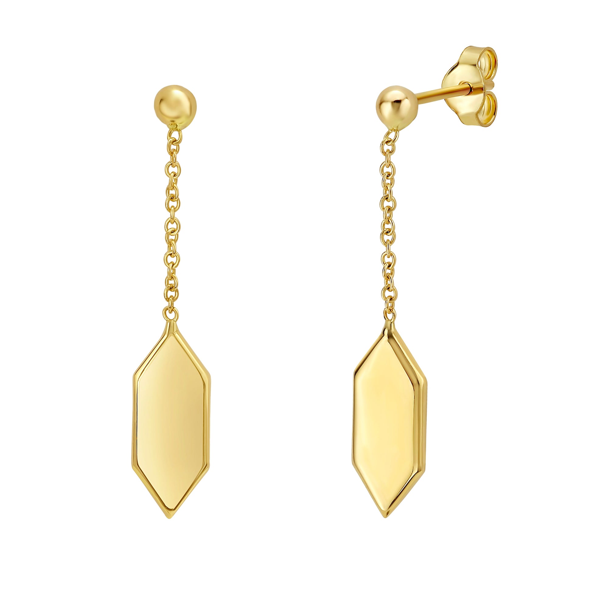 Royal Chain 14K Hexagon Drop Hoops E15575