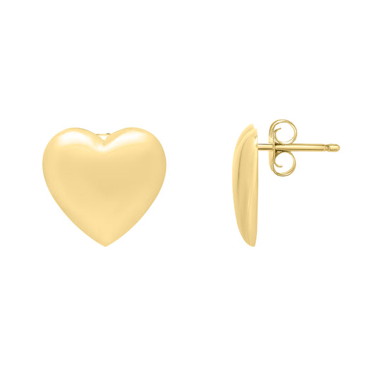 Royal Chain 14K Gold Heart Puffed Up Studs E15653