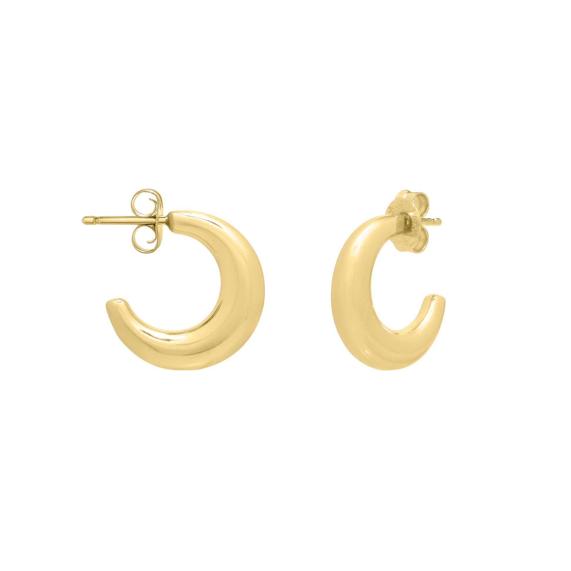 Royal Chain 14K Gold Puffy C Hoops E15927