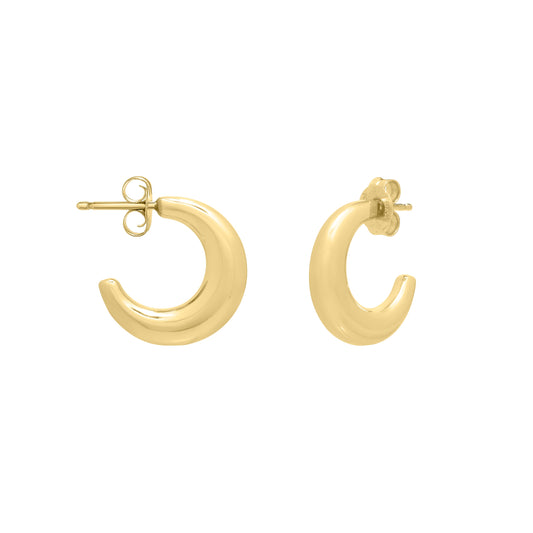 Royal Chain 14K Gold Puffy C Hoops E15927
