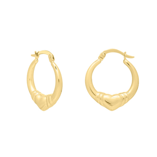 Royal Chain 14K Gold Small Heart Hoops E15936