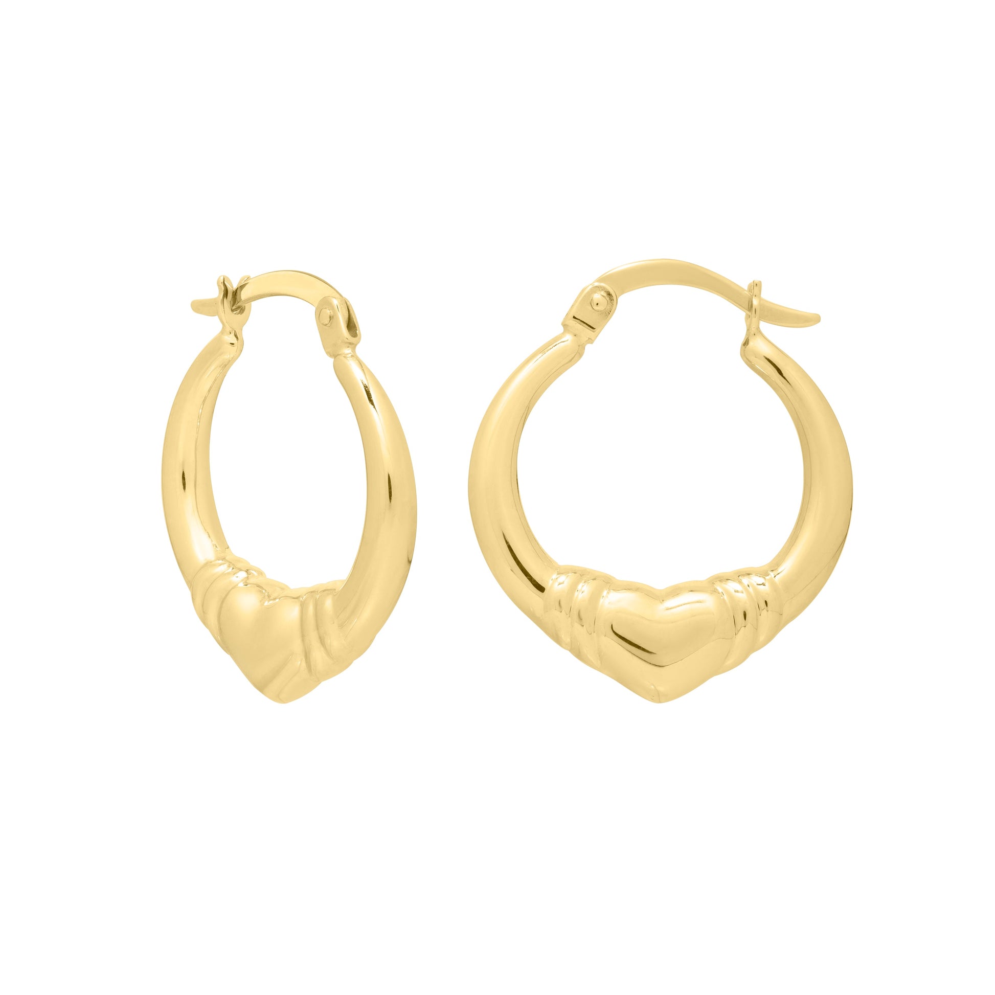 Royal Chain 14K Gold Small Heart Hoops E15936