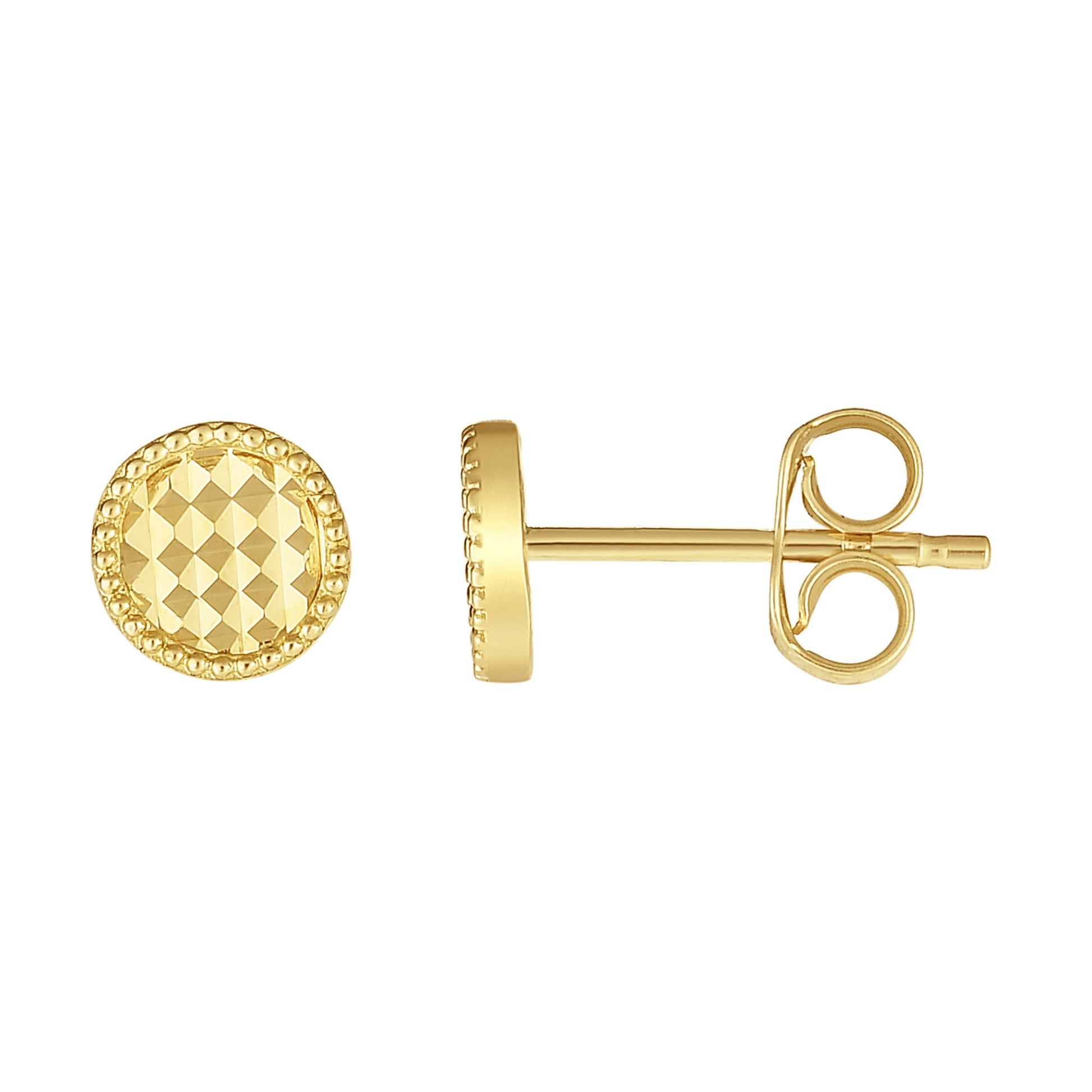 Royal Chain 14K Gold Diamond Cut Circle Stud Earring ER10042