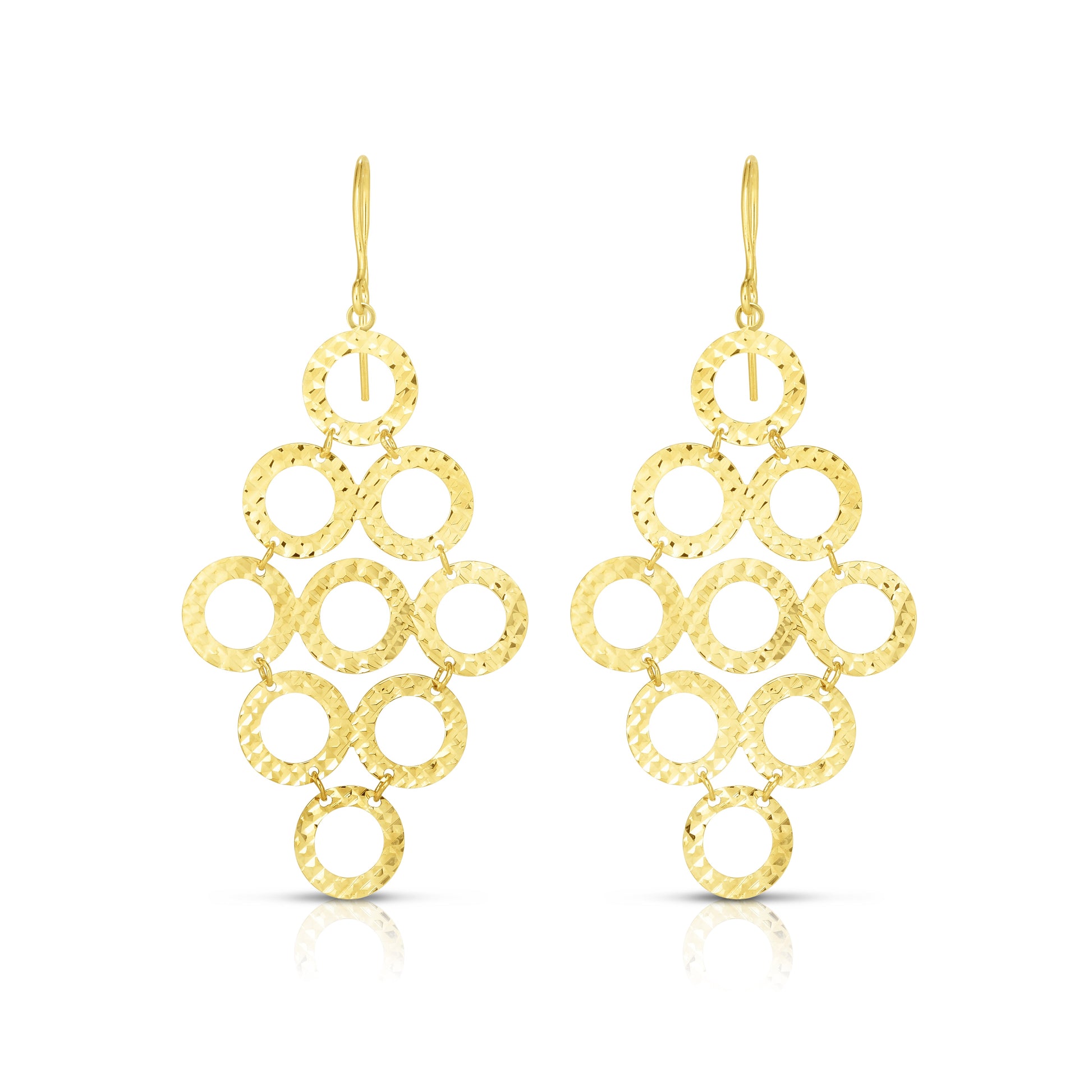 Royal Chain 14K Gold Diamond Cut Circles Chandelier Earring ER10328