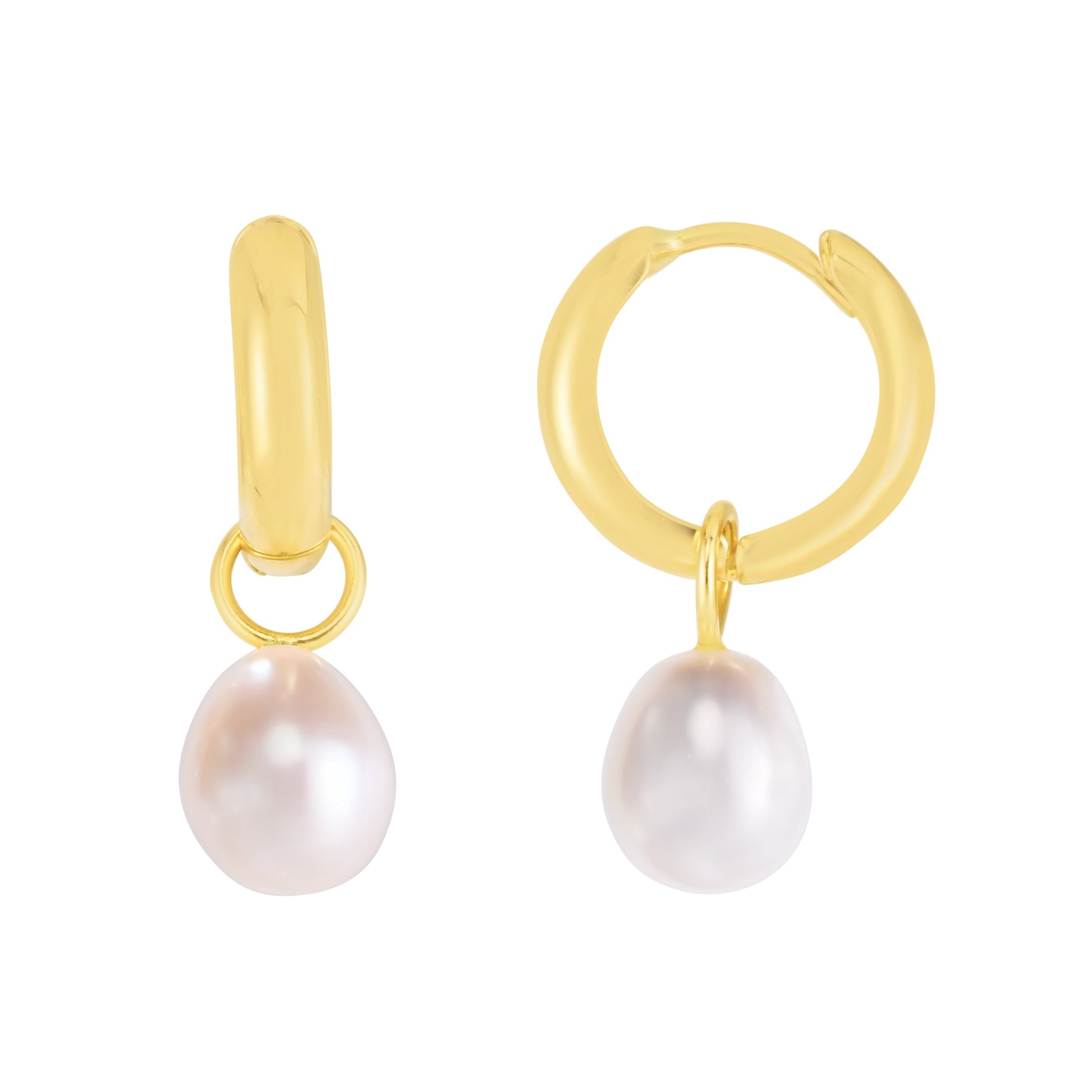 Royal Chain 14K Pearl Drop Huggie Earrings ER103321
