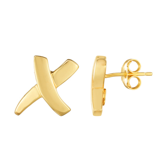 Royal Chain 14K Gold Sculpted X Earrings ER10417