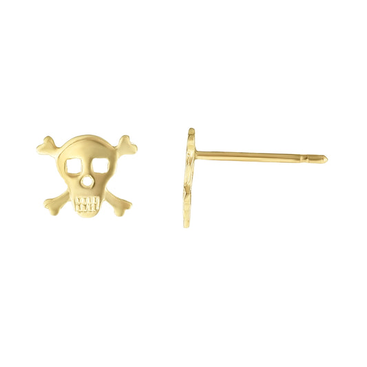 Royal Chain 14K Gold Skull Stud Earring ER10684