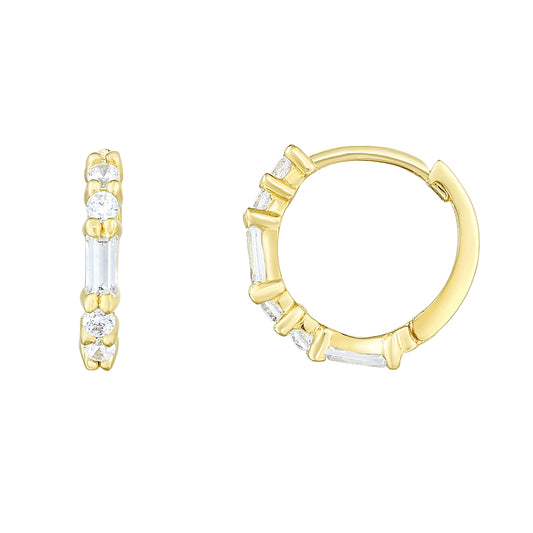 Royal Chain 14K Gold CZ Huggie Earring ER10709