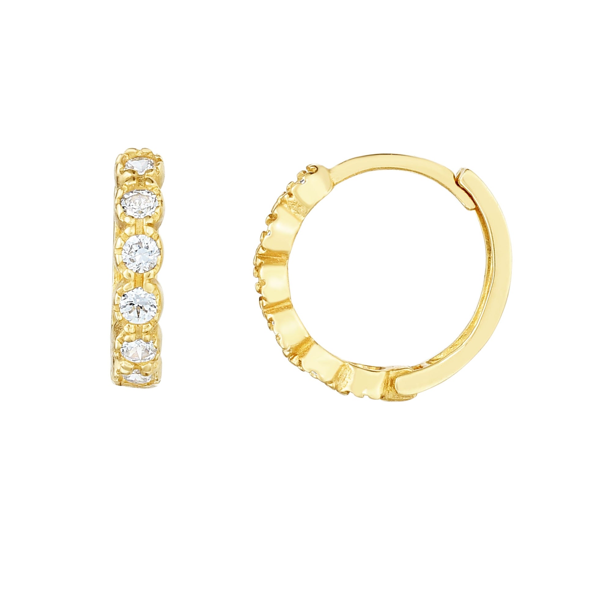 Royal Chain 14K Gold Round CZ Huggie Earring ER10710