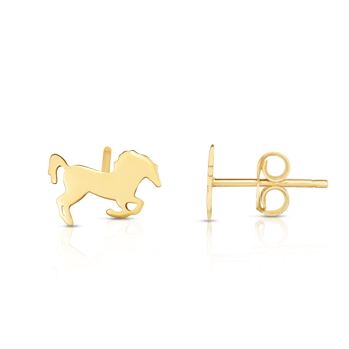 Royal Chain 14K Gold Horse Stud Earrings ER11379