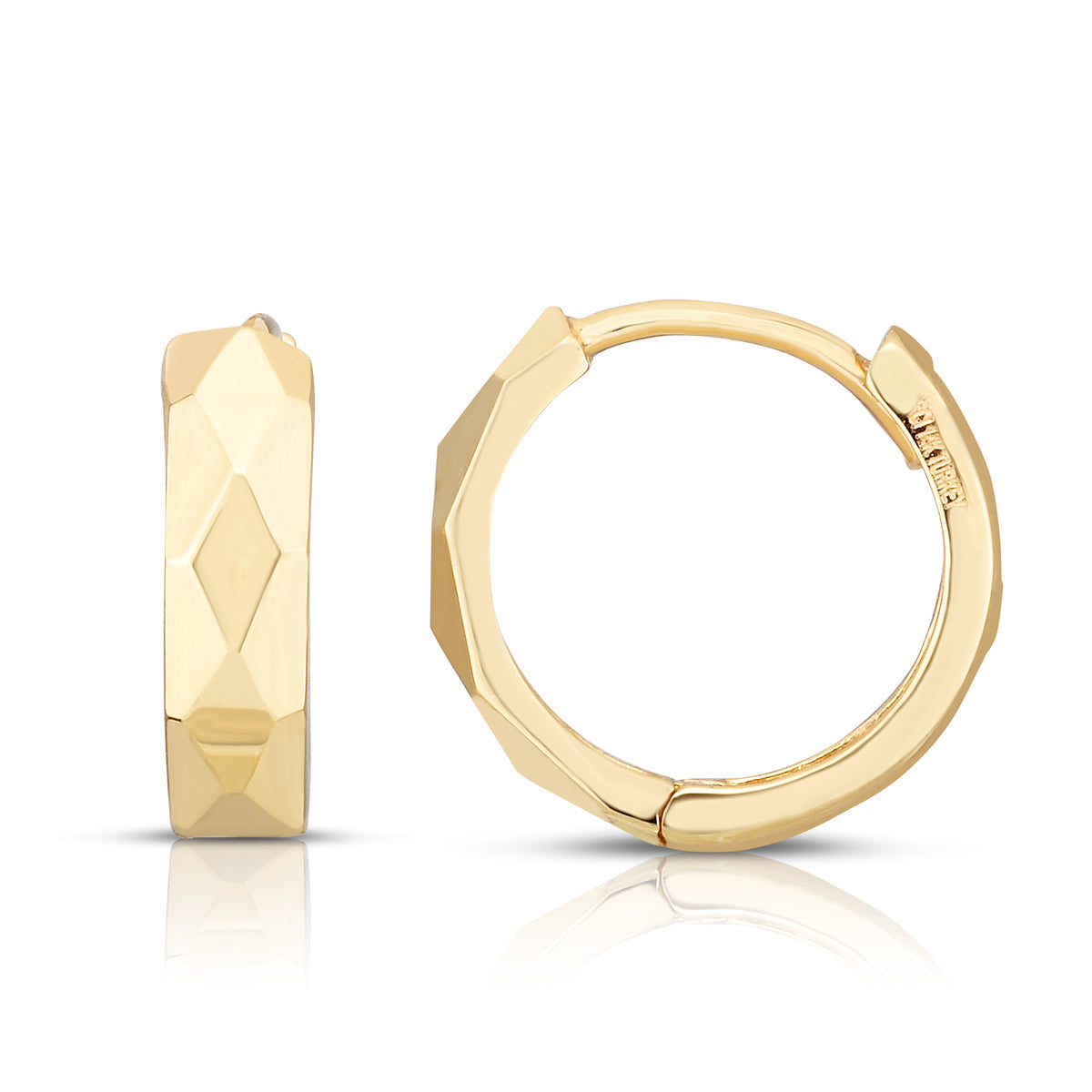 Royal Chain 14K Gold Faceted Huggie Earrings ER11429
