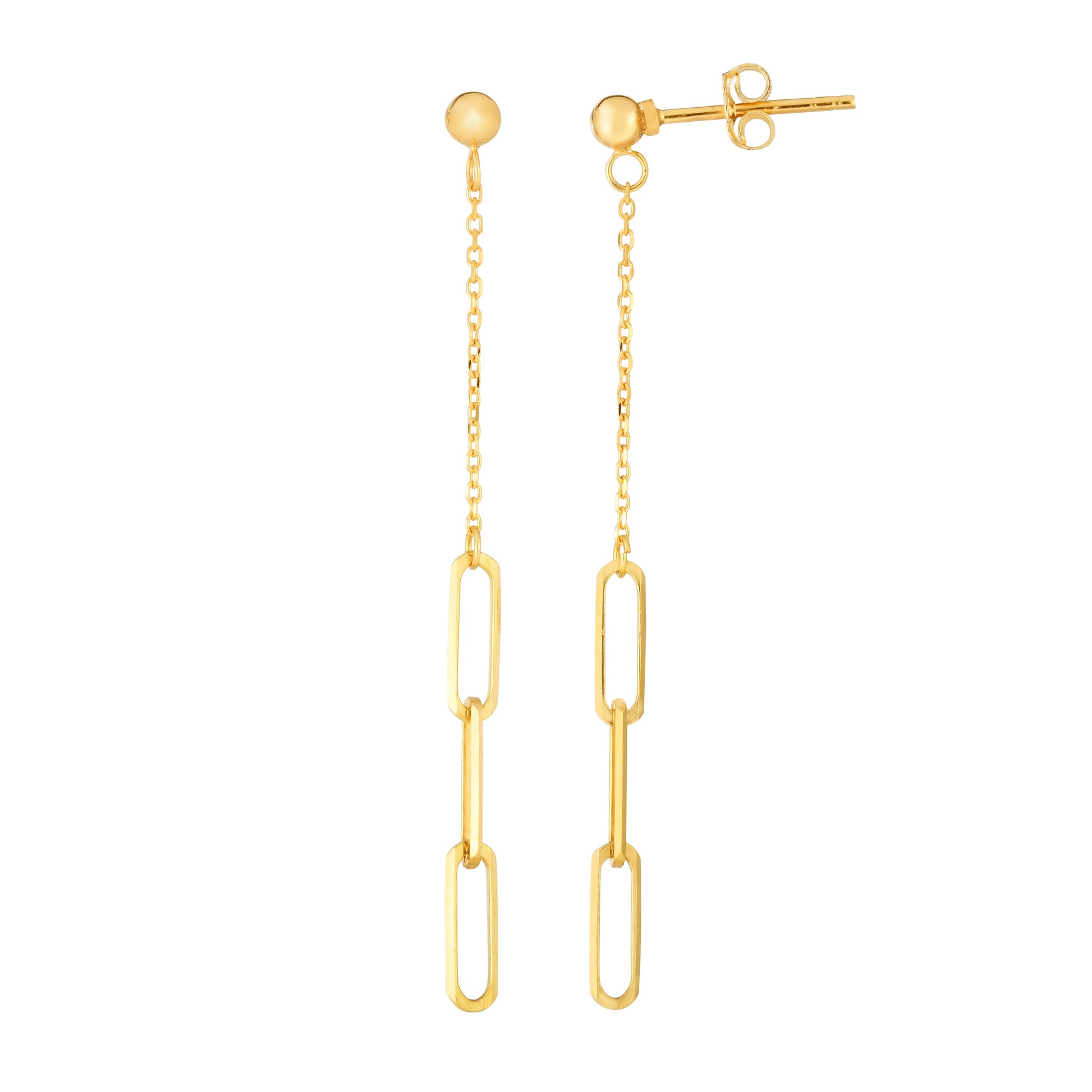 Royal Chain 14K Gold Dangle Paperclip Earrings ER11486