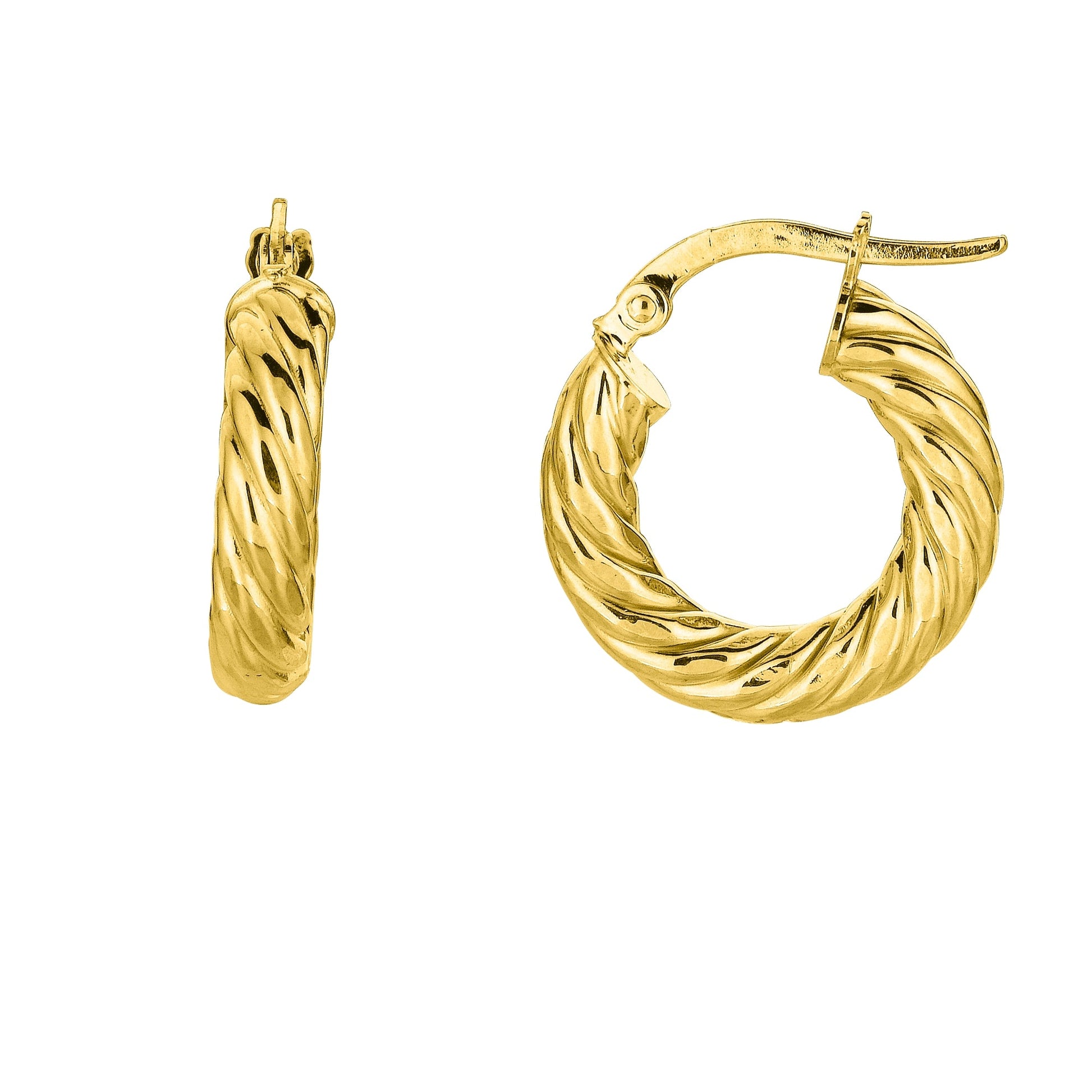Royal Chain 14K Gold 4x10mm Twist Hoop Earring ER1156