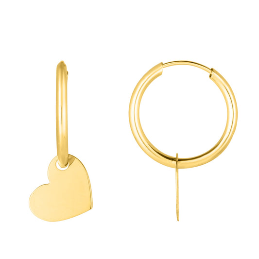 Royal Chain 14K Gold Polished Heart Dangle Hoop ER11653
