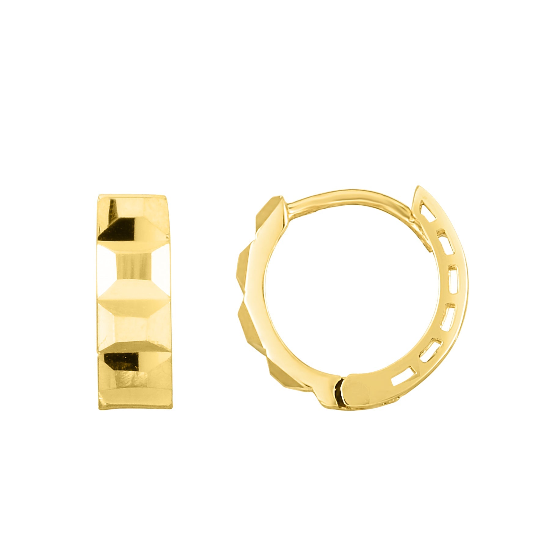Royal Chain 14K Gold Faceted Huggie ER12006