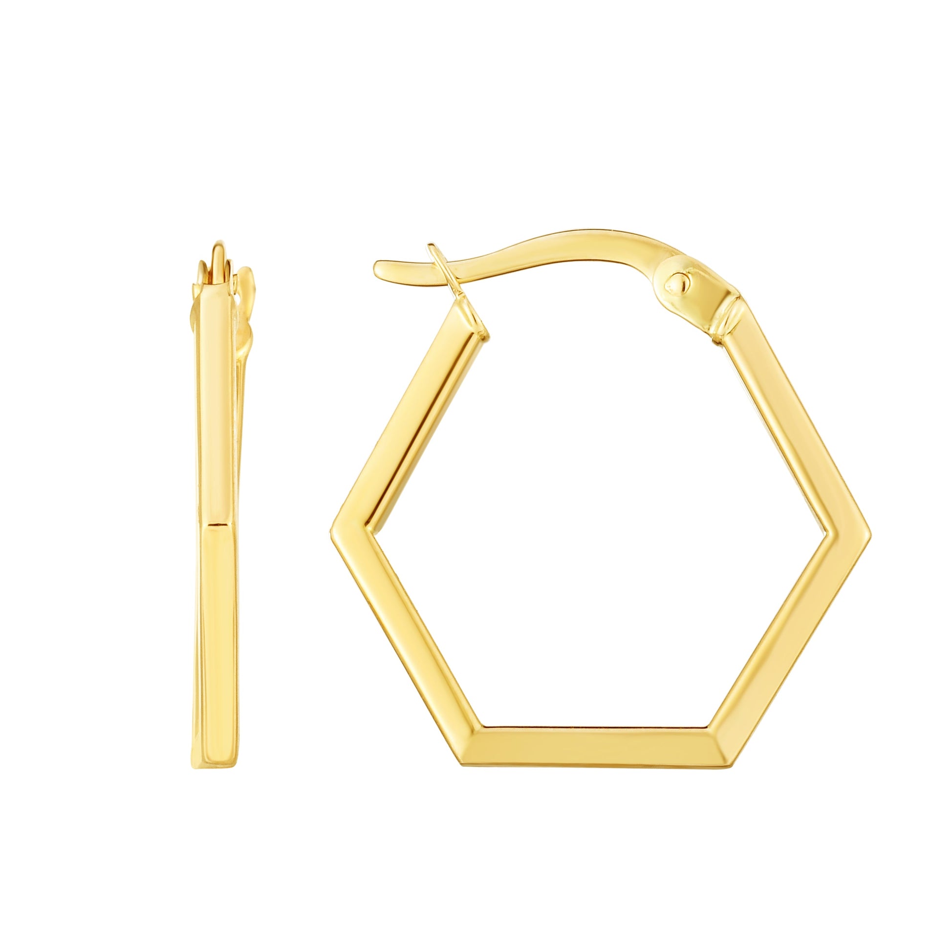 Royal Chain 14K Gold Hexagon Hoop Earrings ER12016