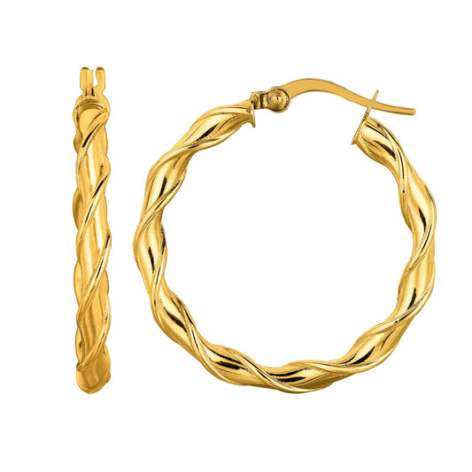Royal Chain 14K Gold 25mm Twist Hoop Earring ER1262