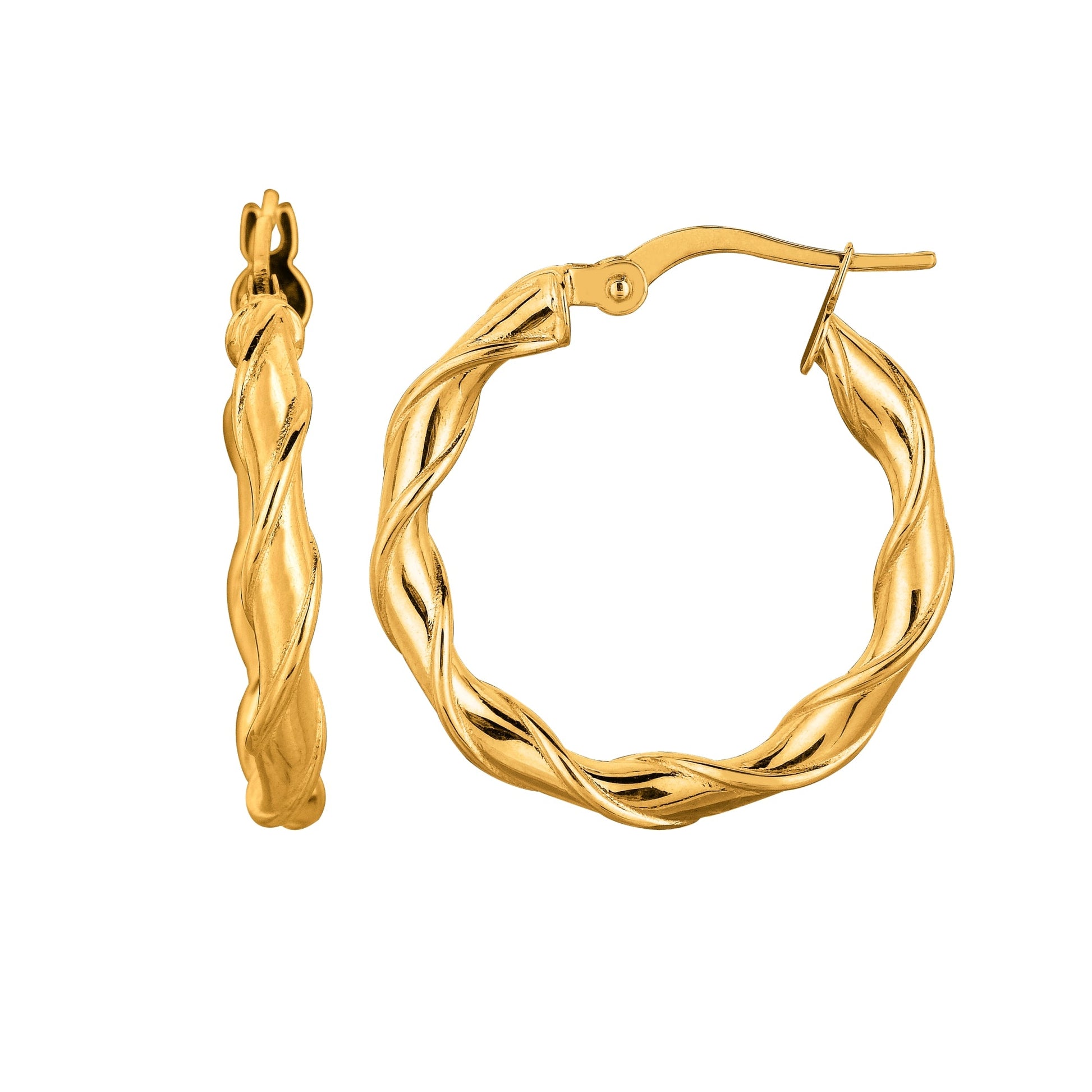 Royal Chain 14K Gold 25mm Twist Hoop Earring ER1262
