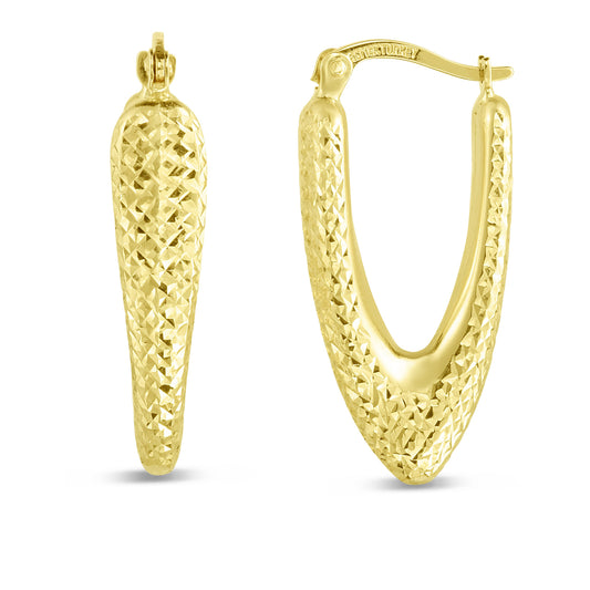 Royal Chain 14K Puff V Hoop ER13223