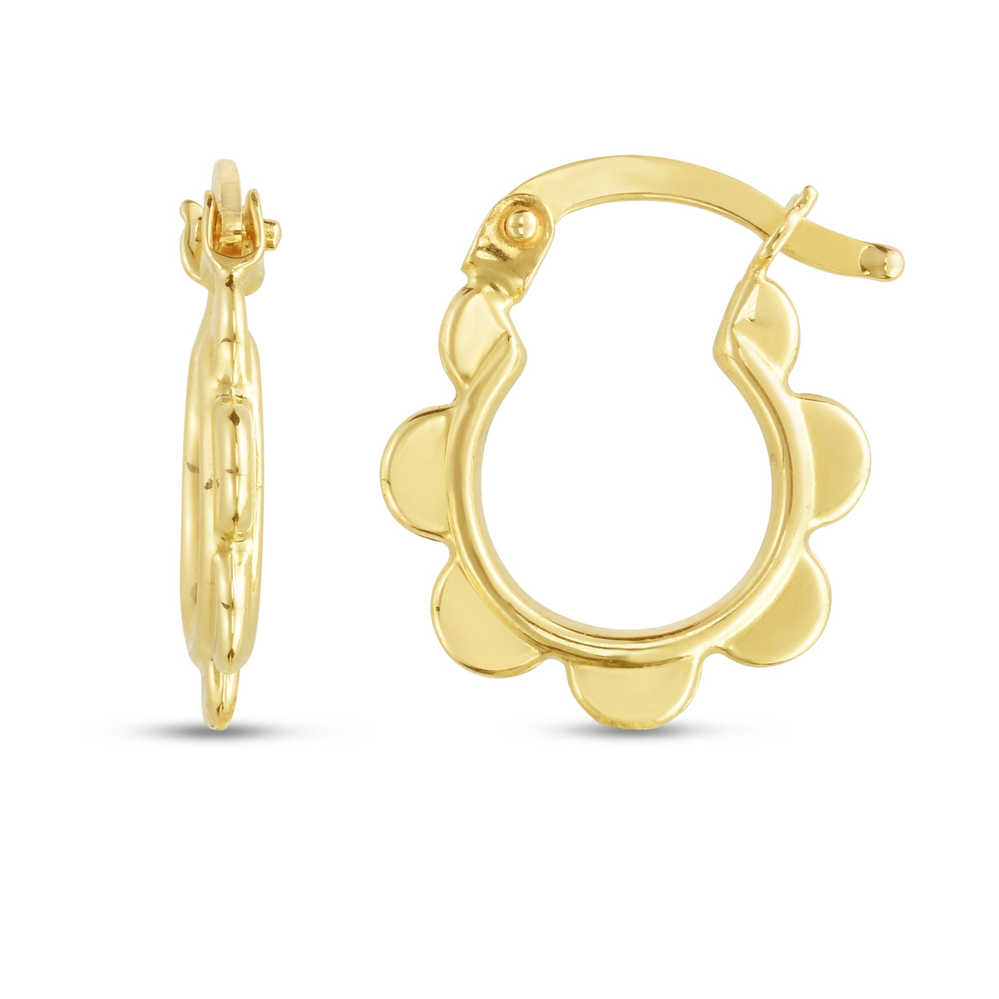 Royal Chain 14K Scalloped Hoop ER13242
