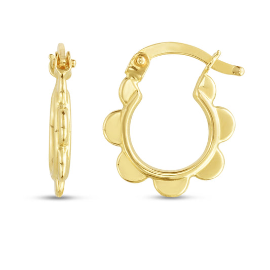 Royal Chain 14K Scalloped Hoop ER13242