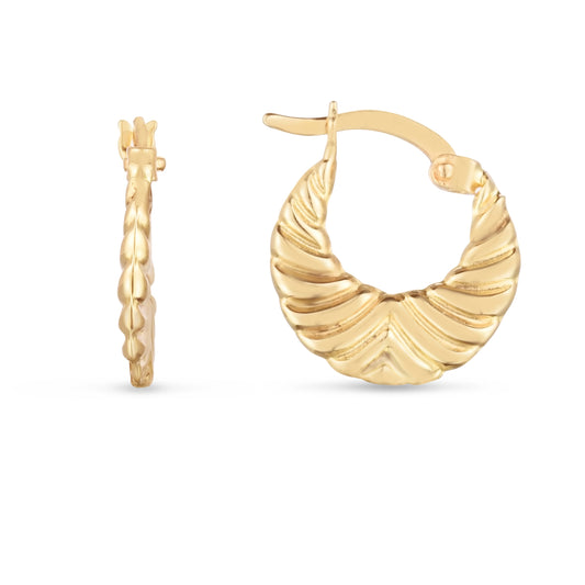 Royal Chain 14K Gold Graduated Grooved Hoops ER13245