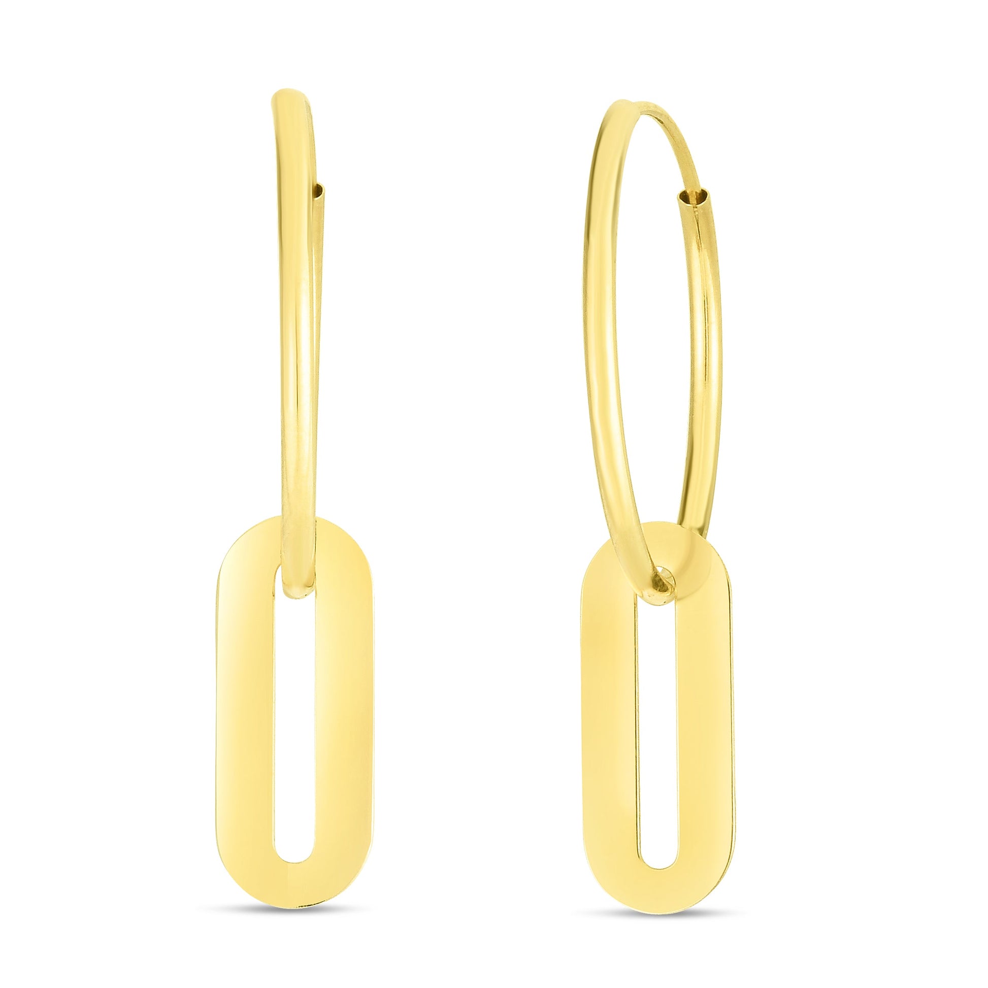 Royal Chain 14K Paperclip Hoop Drop Earring ER13256