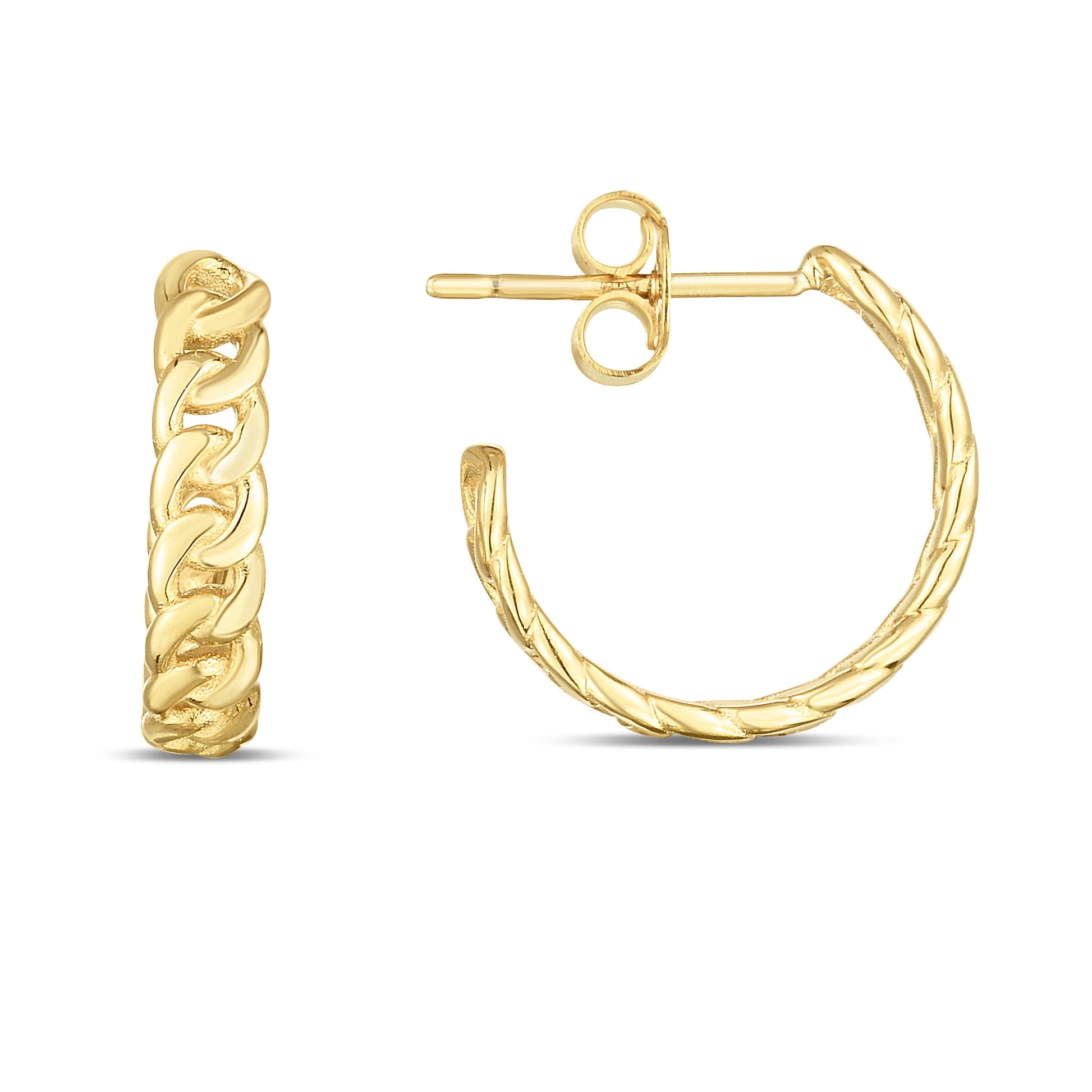 Royal Chain 14K Gold Curb Chain C-Hoops ER13322