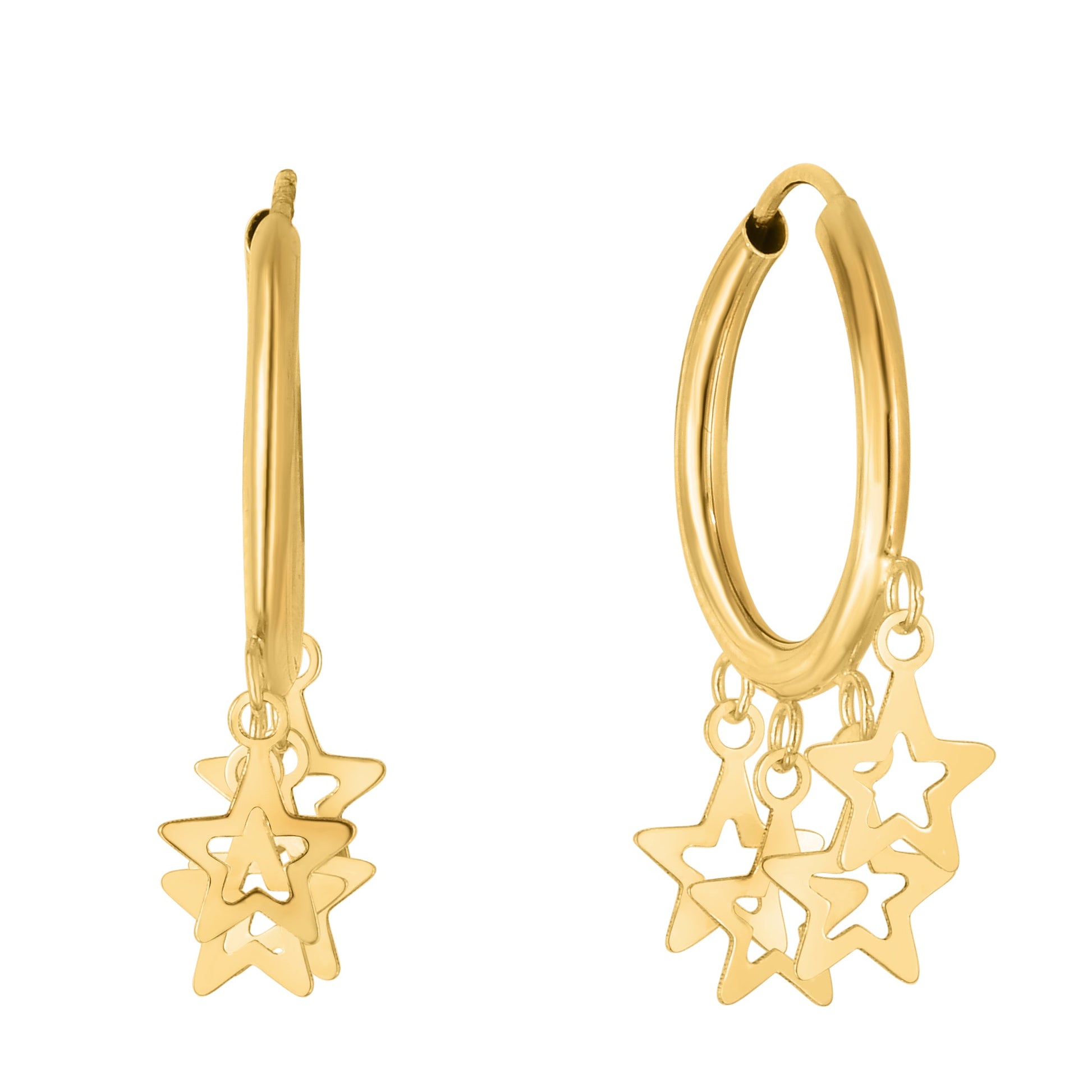 Royal Chain 14K Gold Star Charm Hoops ER13336
