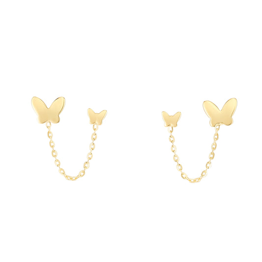 Royal Chain 14K Double Pierced Butterfly Earrings ER13433