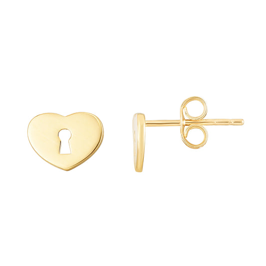 Royal Chain 14K Heart Padlock Studs ER13436