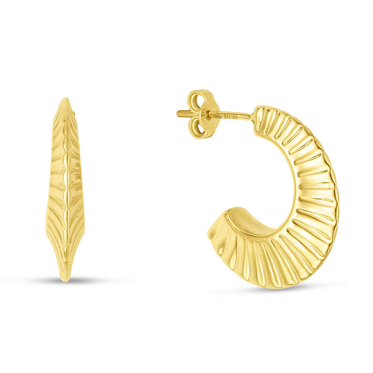 Royal Chain 14K Gold Scalloped Hoops ER13777