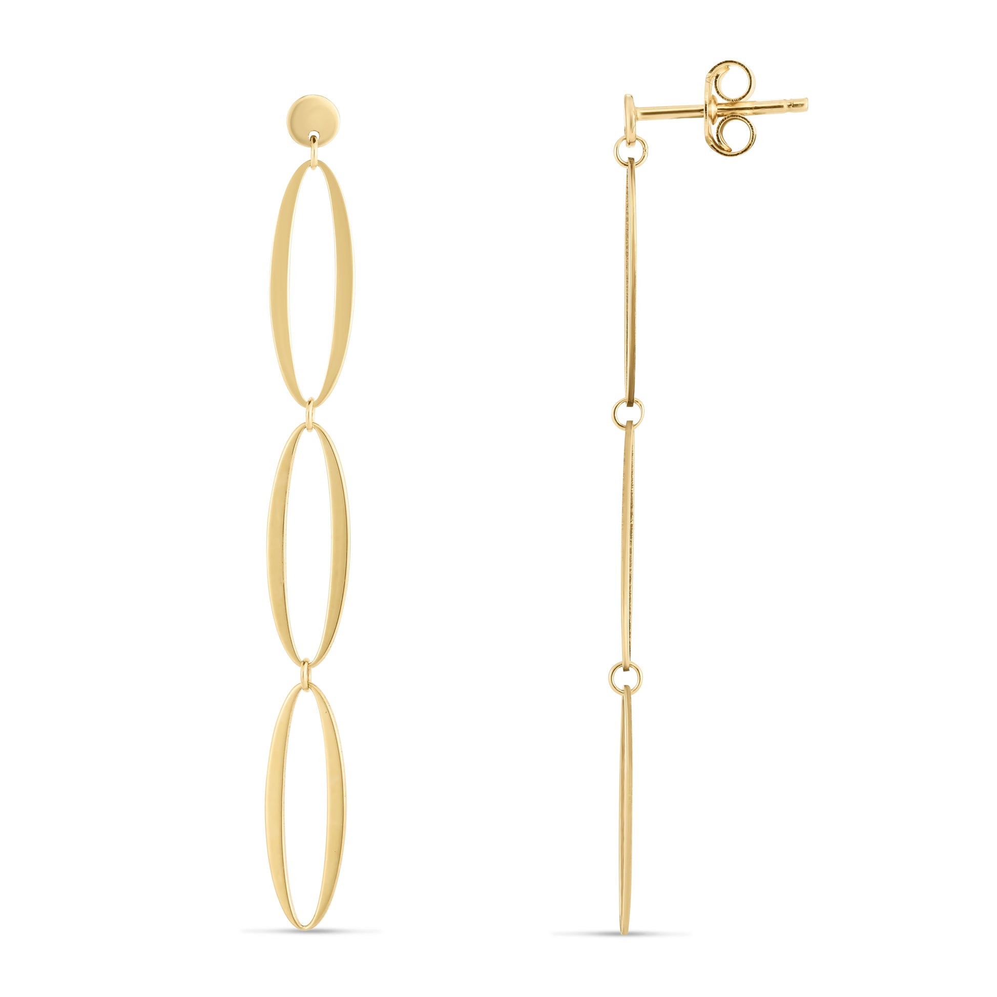 Royal Chain 14K Triple Oval Drop Earrings ER14004