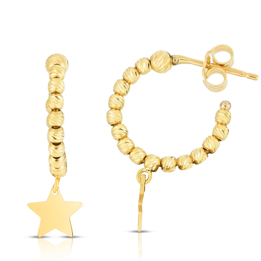 Royal Chain 14K Star Beaded Hoops ER14154