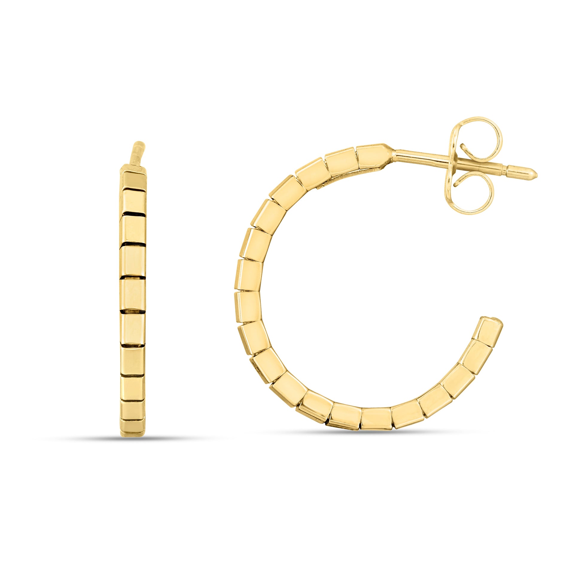 Royal Chain 14K Brick Omega Hoop Earrings ER14627