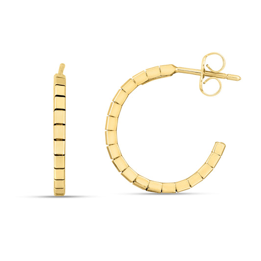 Royal Chain 14K Brick Omega Hoop Earrings ER14627