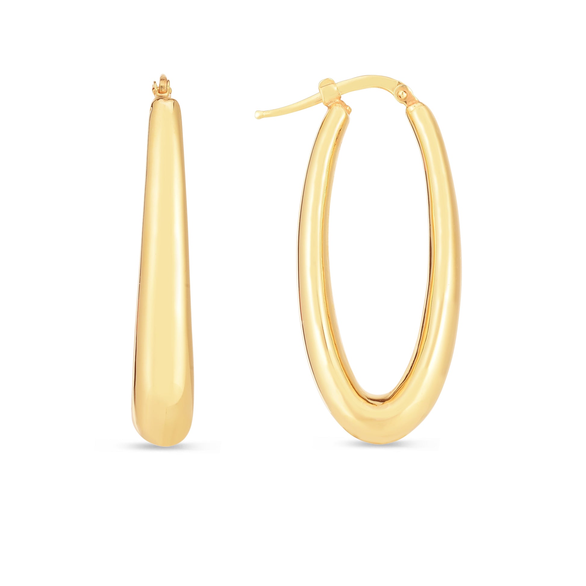 Royal Chain 14K Elongated Oval Hoops ER14659