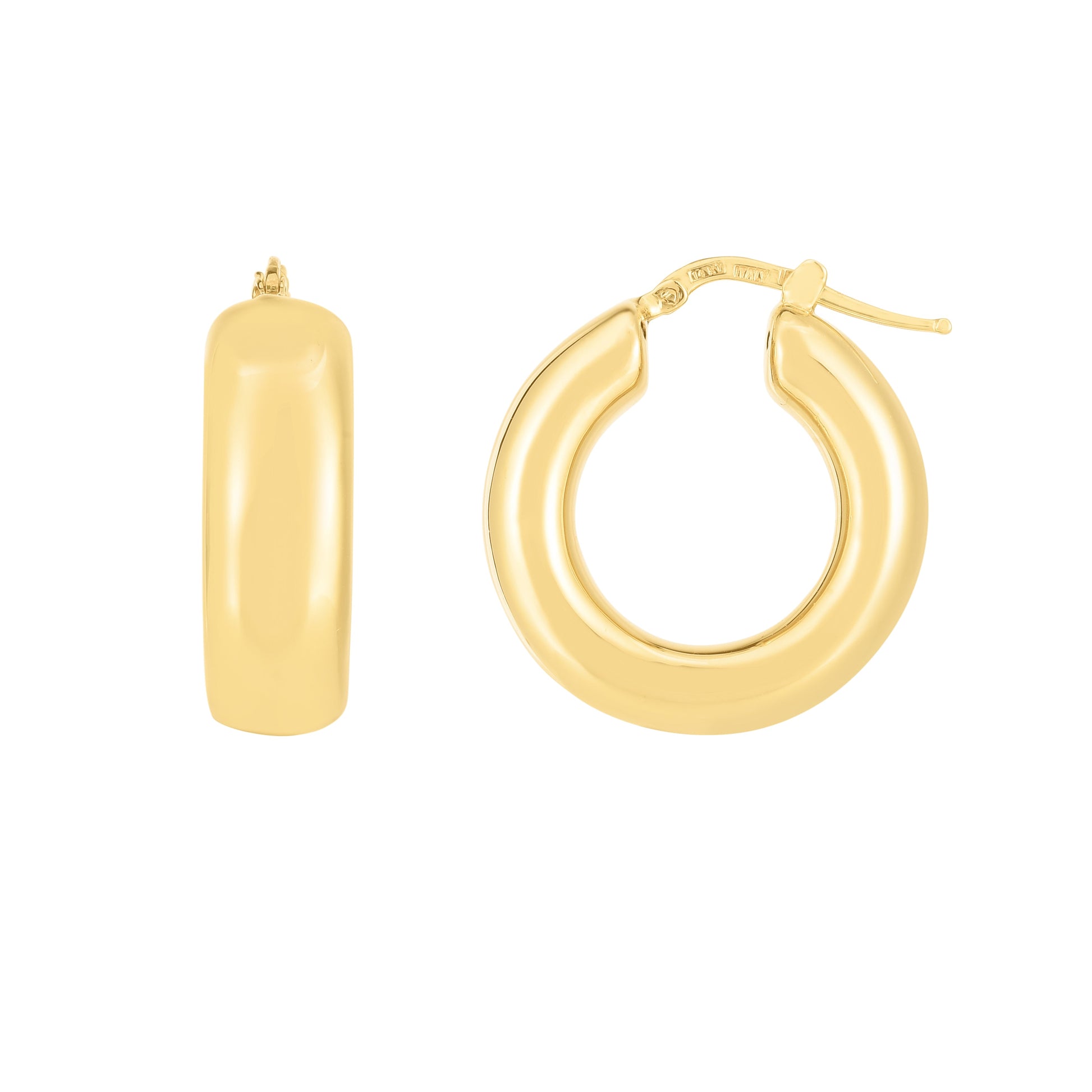 Royal Chain 14K Small Puffy Hoops ER14652