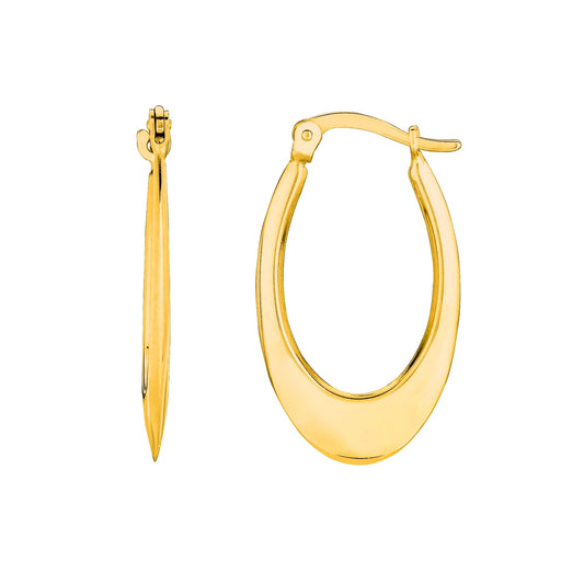 Royal Chain 14K Gold Polished Graduated Oval Back to Back Hoop Earring ER155