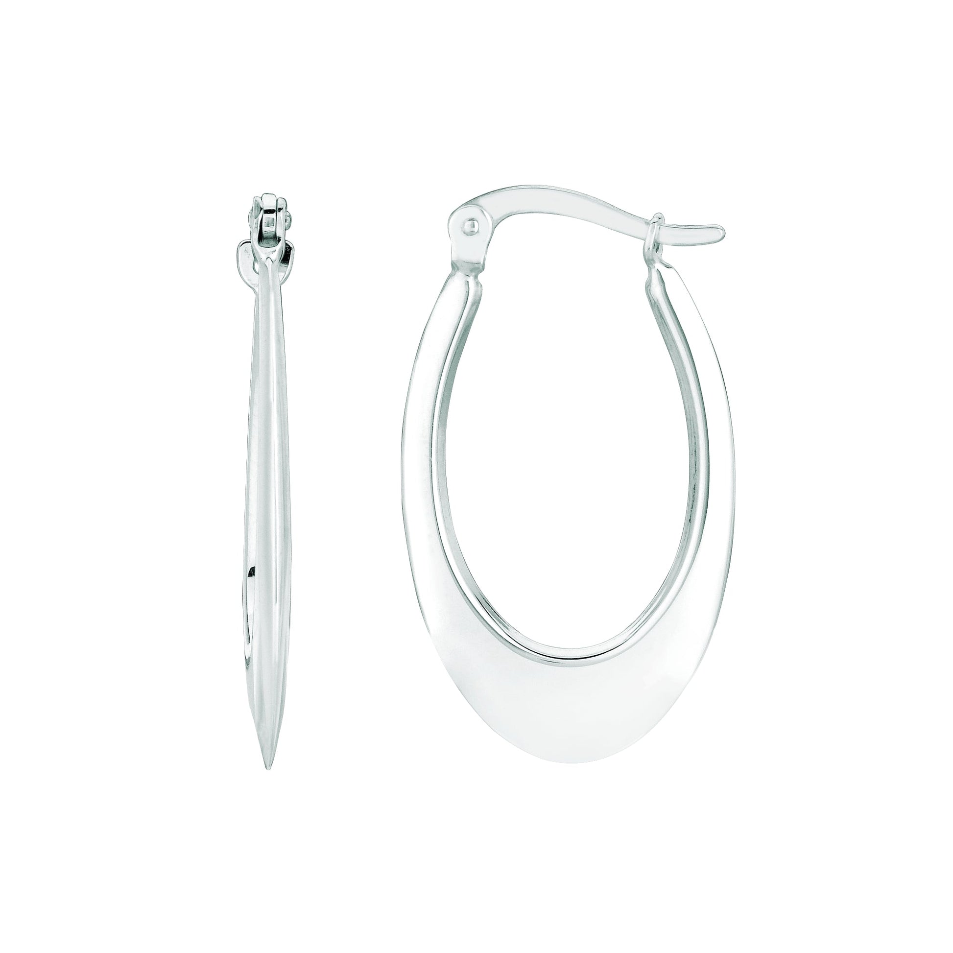 Royal Chain 14K Gold Polished Graduated Oval Back to Back Hoop Earring ER155