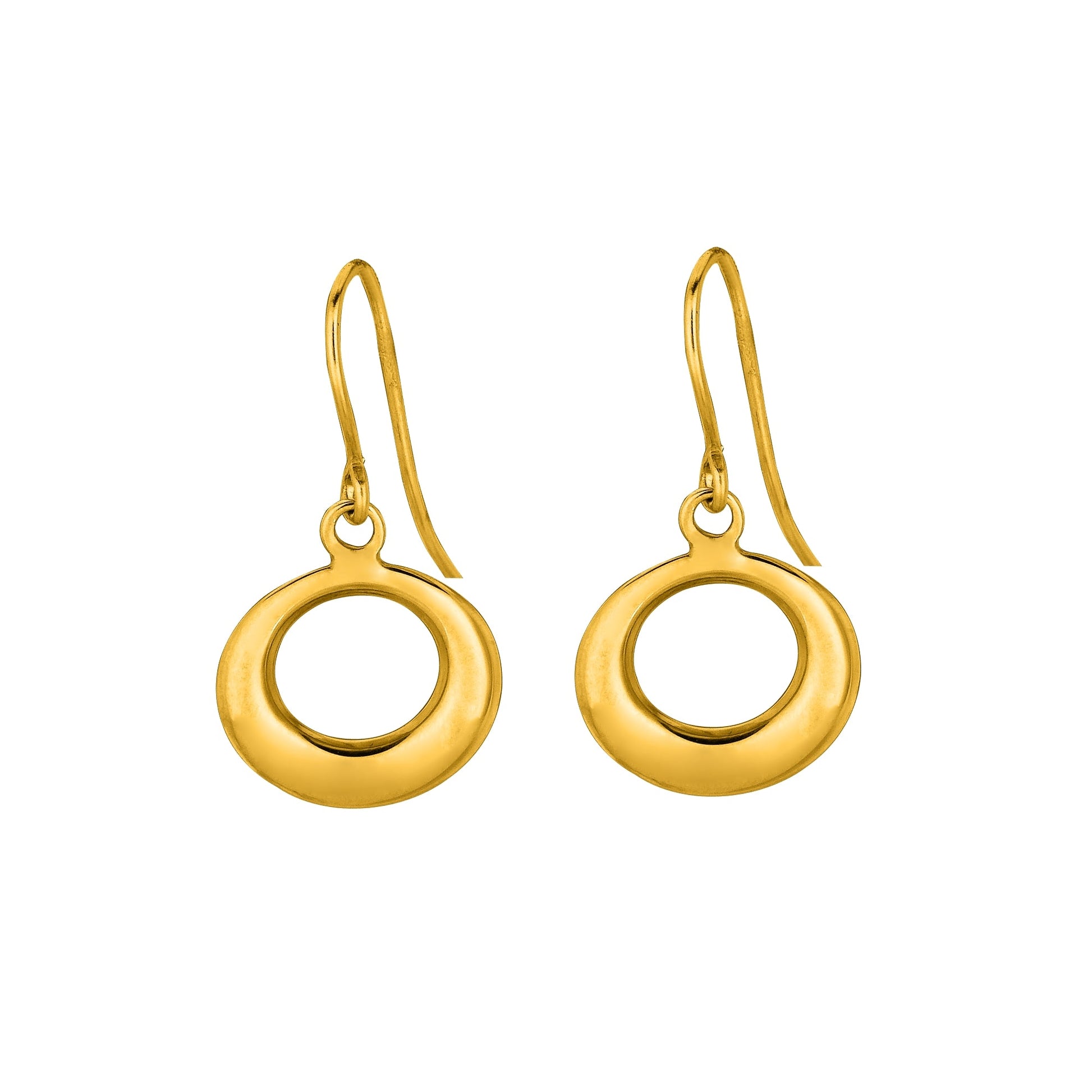 Royal Chain 14K Gold Polished Open Circle Drop Earring ER1894