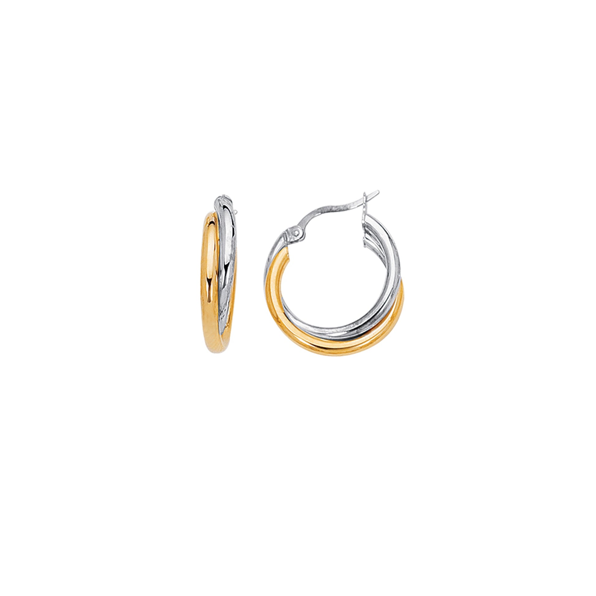 Royal Chain 14K Two-tone Gold Polished Double Row Hoop Earring ER249