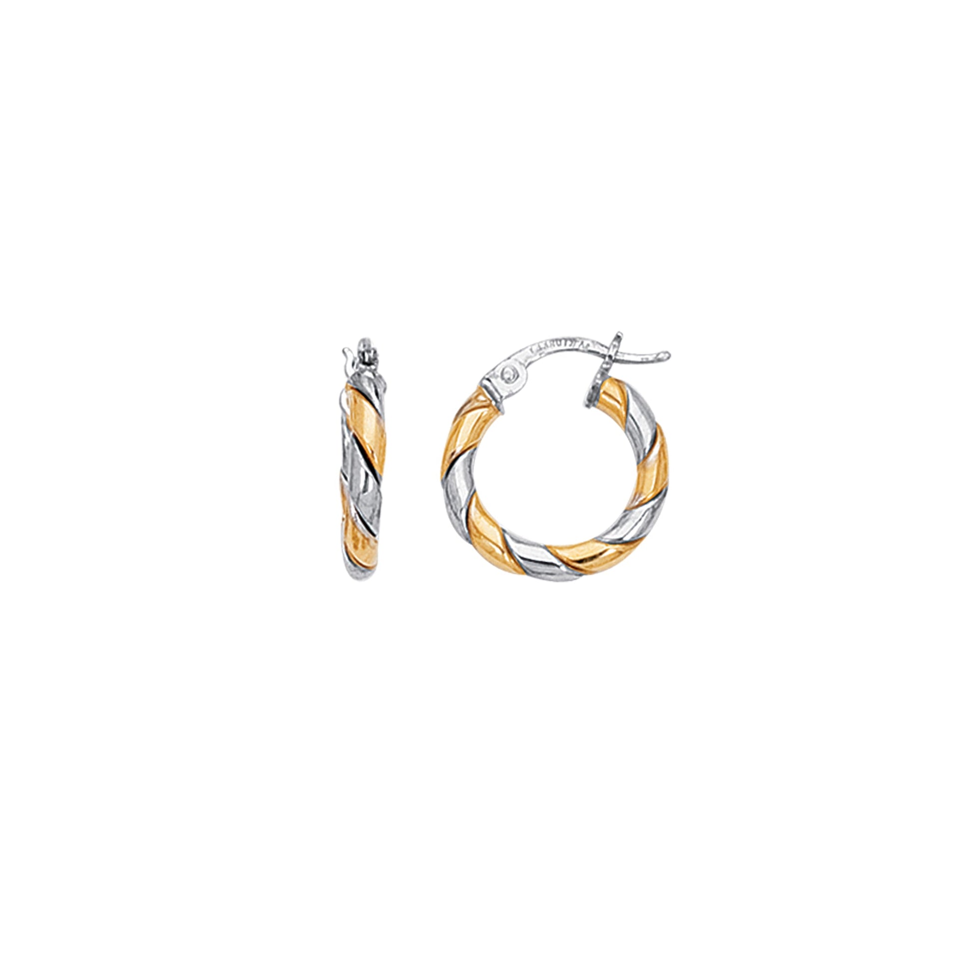 Royal Chain 14K Gold 2x15mm Twist Hoop Earring ER252