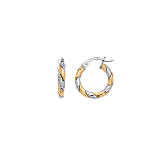 Royal Chain 14K Gold 2x15mm Twist Hoop Earring ER252