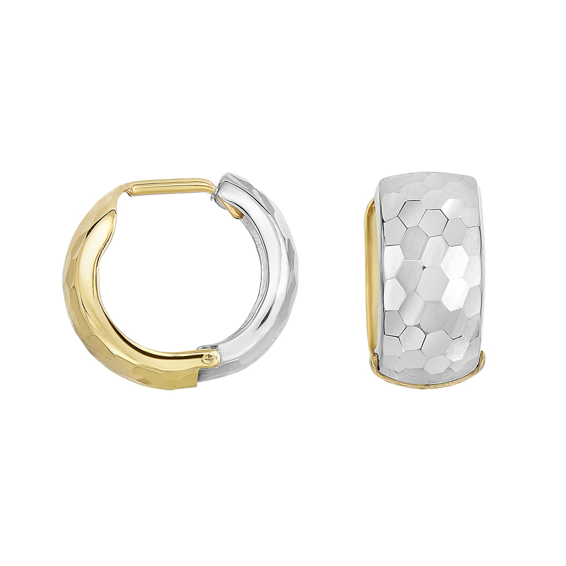 Royal Chain 14K Gold Reversible Hammered Huggie Earring ER3696