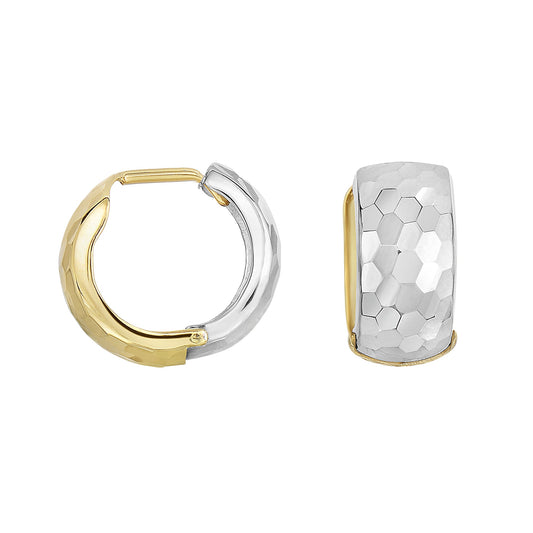 Royal Chain 14K Gold Reversible Hammered Huggie Earring ER3696
