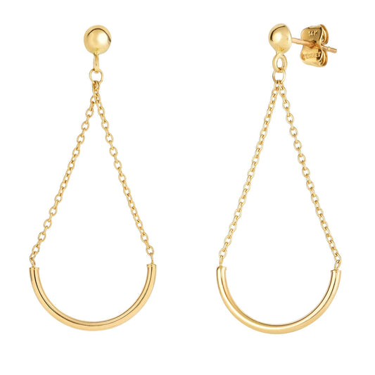 Royal Chain 14K Gold Polished Curved Bar Drop Earring ER4193