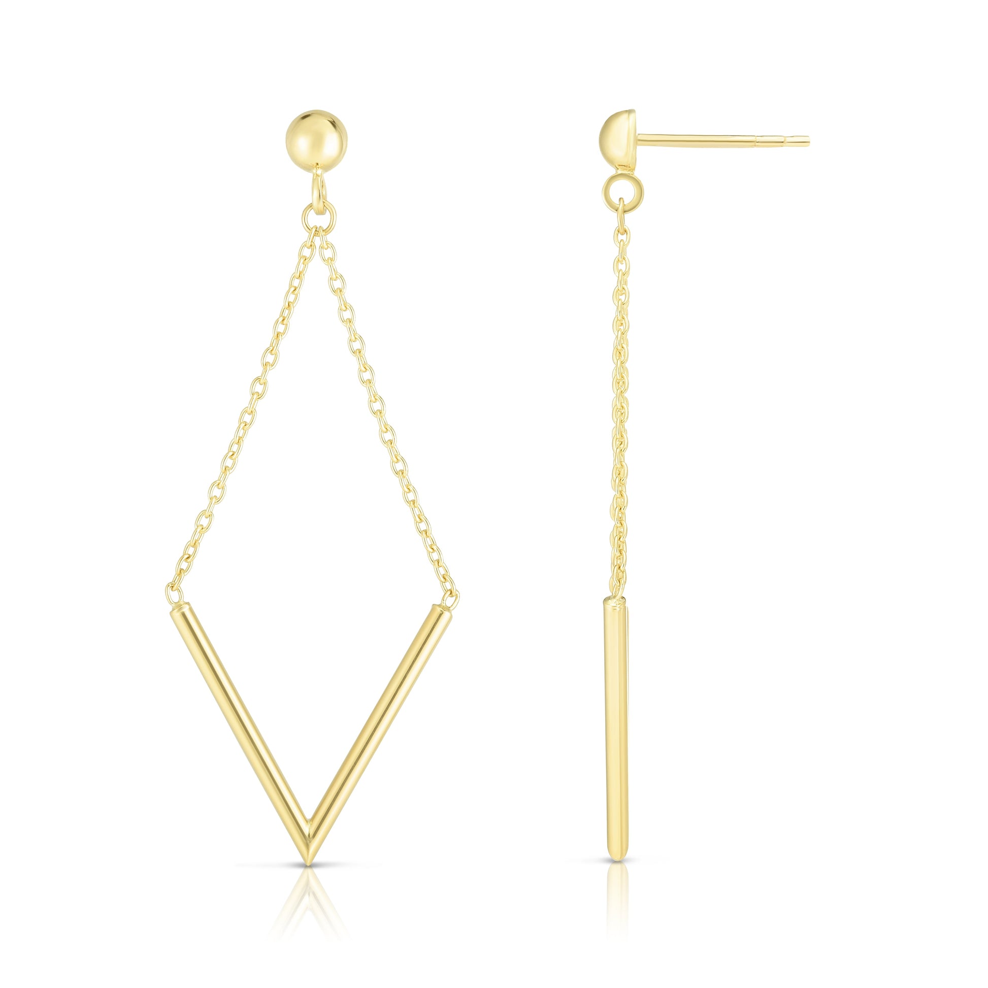 Royal Chain 14K Gold Polished V Drop Earring ER4194