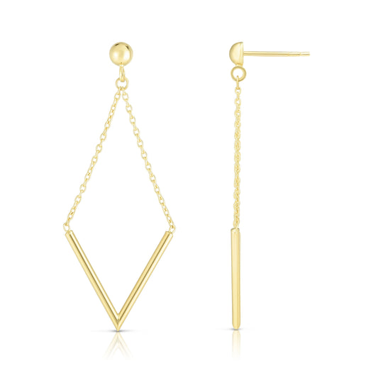 Royal Chain 14K Gold Polished V Drop Earring ER4194